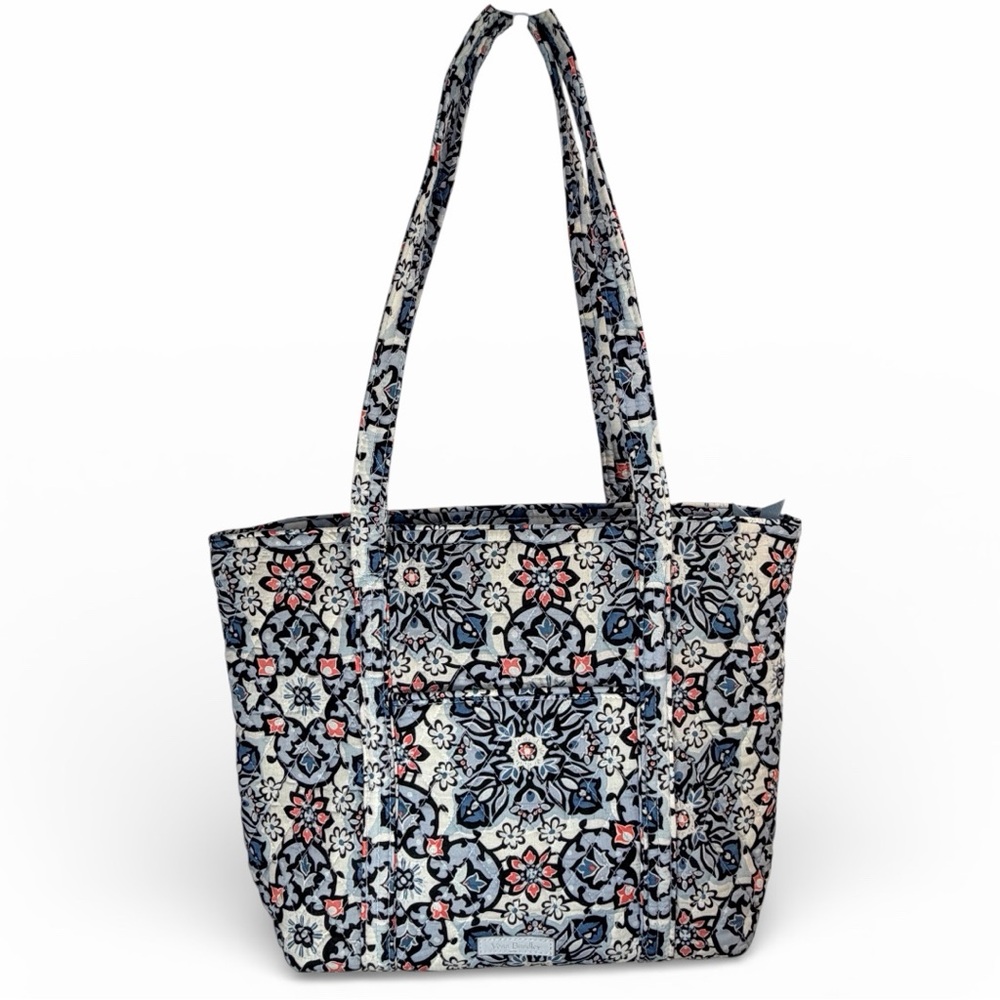 Vera Bradley Blue and Pink Floral Quilted Tote Bag